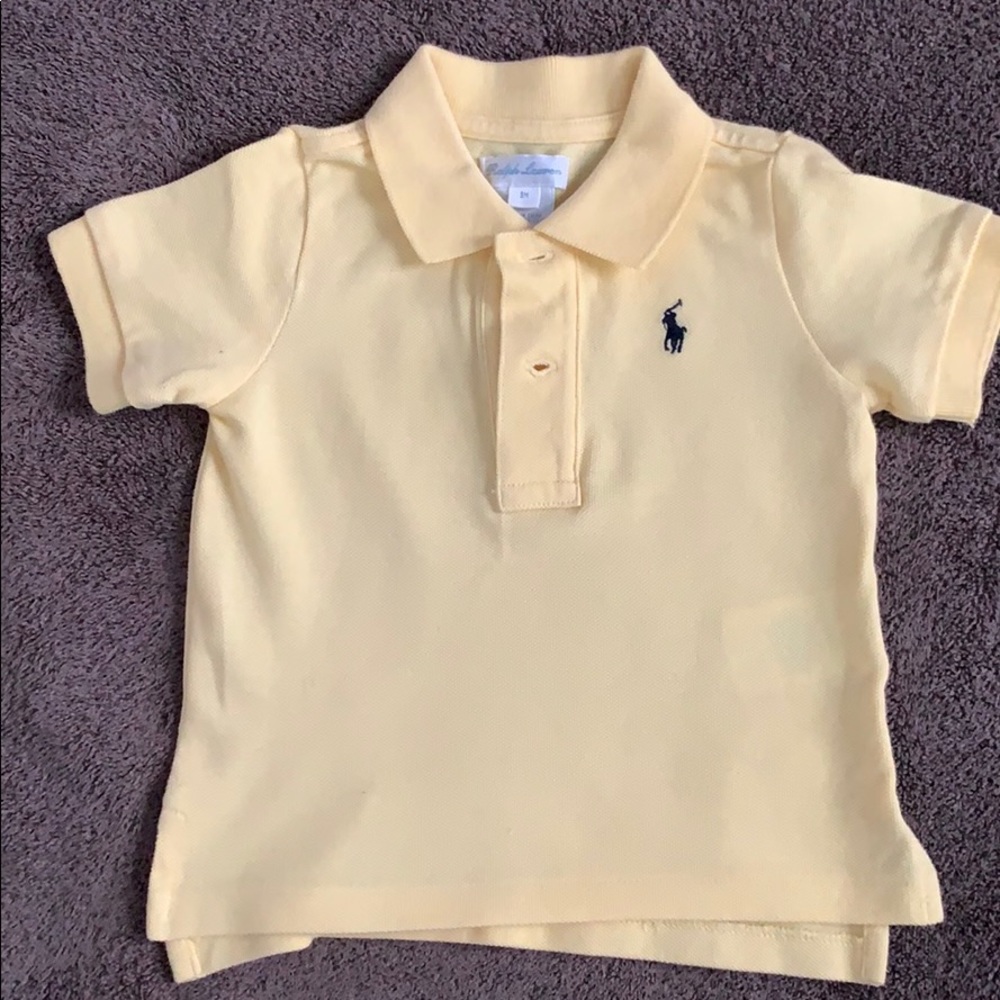 Yellow textured RL Polo w/ Blue Logo 🎉